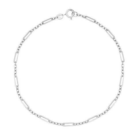 9ct White Gold Small Elongated Link Bracelet