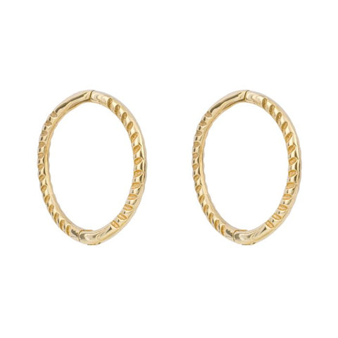 9ct Yellow Gold Rope Huggie Earrings