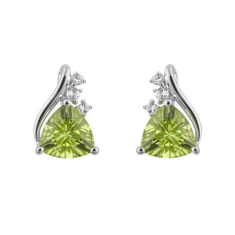 9ct White Gold Peridot & White Topaz Studs Earrings