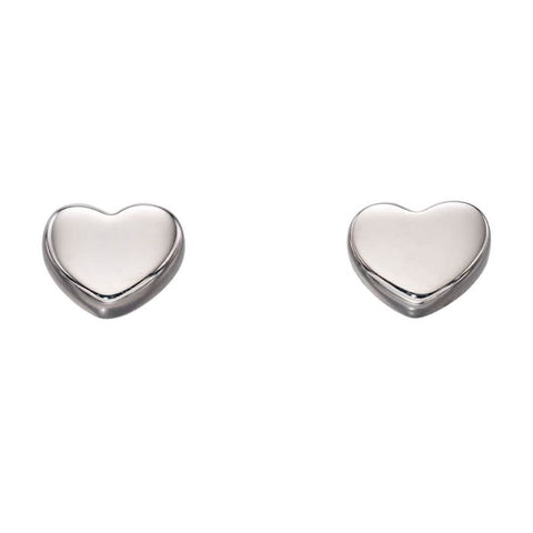 9ct White Gold Heart Stud Earrings