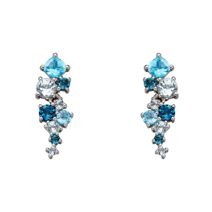 9ct White Gold Scatter Earrings with Blue Topaz