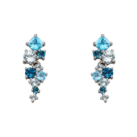 9ct White Gold Scatter Earrings with Blue Topaz