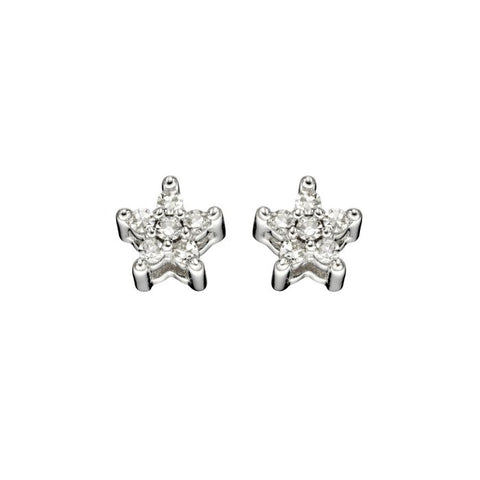 9ct White Gold Star Shaped Stud Earrings