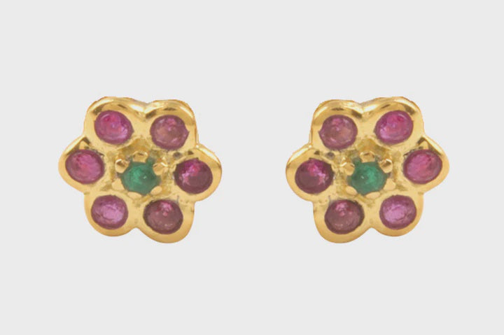 Gold Georgia Multi Tourmaline Stud Earrings