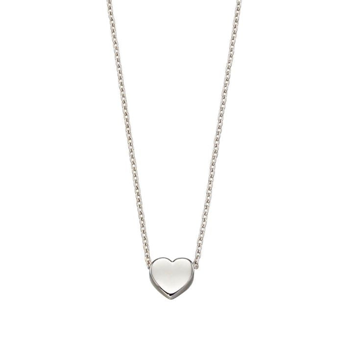 9ct White Gold Sliding Heart Necklace