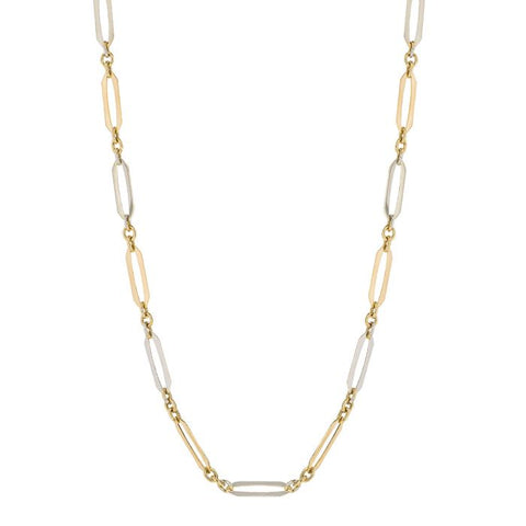 9ct Yellow & White Gold Elongated Link Necklace