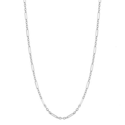 9ct White Gold Small Elongated Link Necklace