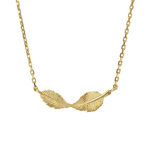 9ct Yellow Gold Twist Leaf Necklace