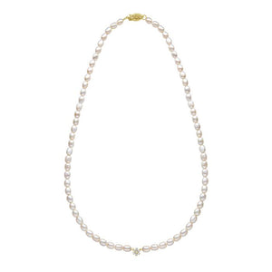 9ct Yellow Gold Seed Pearl & Flower Necklace