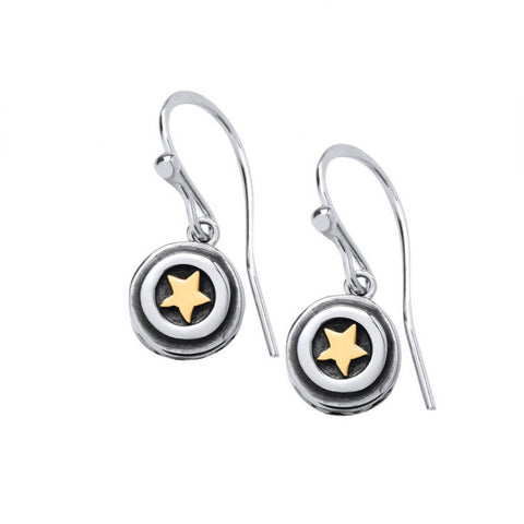 Silver & Gold Star Drop Earrings