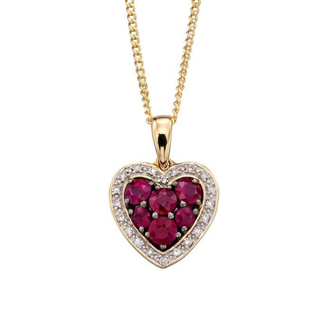 9ct Yellow Gold Ruby Heart Pendant