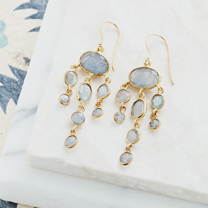 Gold Jellyfish Labradorite Earrings