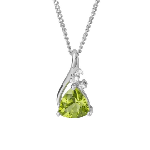 9ct White Gold Trillion Peridot Necklace