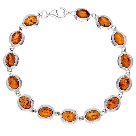 Amber & Silver Small Oval Bracelet