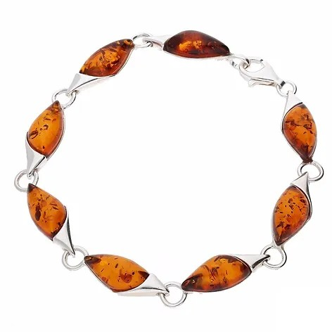 Elegant Marquise Amber Silver Bracelet