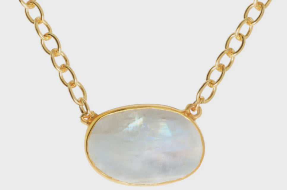 Pebble Rainbow Moonstone Necklace