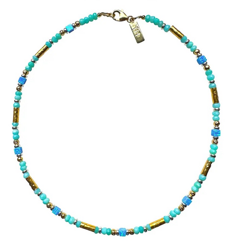 Gold Peruvian Opalite Beaded Necklace