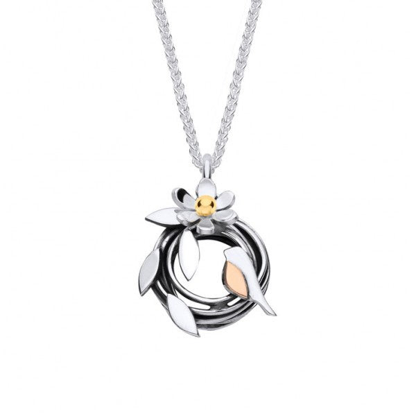 Silver & Gold Ruben the Robin necklace