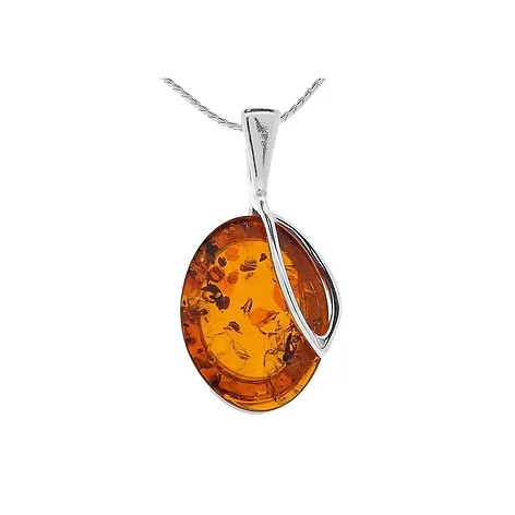 Amber Oval Silver Detail Necklace
