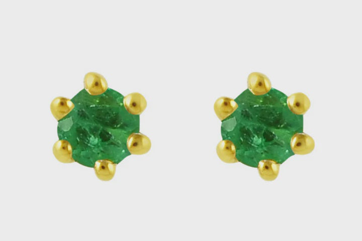 Gold Teeny Emerald Stud Earrings