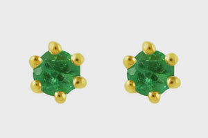 Gold Teeny Emerald Stud Earrings