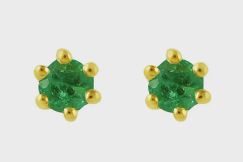 Gold Teeny Emerald Stud Earrings