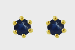 Gold Teeny Sapphire Stud Earrings