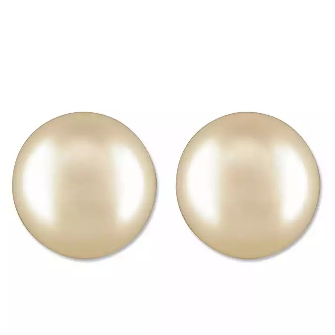 Sterling Silver White Pearl Button Stud Earrings