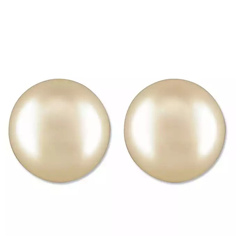 Sterling Silver White Pearl Button Stud Earrings