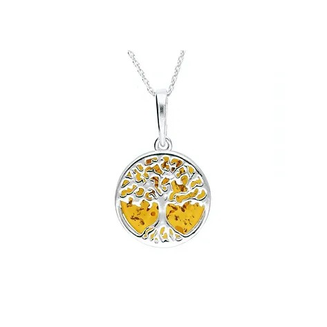 Amber & Silver Tree Necklace - Extra Small