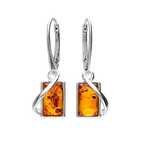 Amber Small Square Twist Drop Earrings