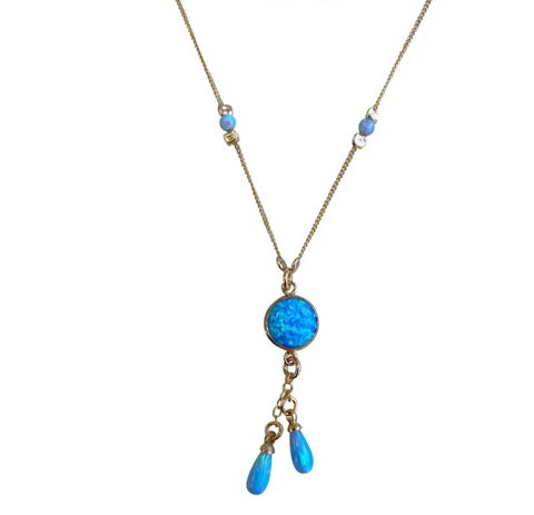 Gold Luna Opalite Drop Necklace