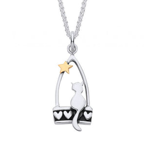 Silver Best Friends Cat Necklace