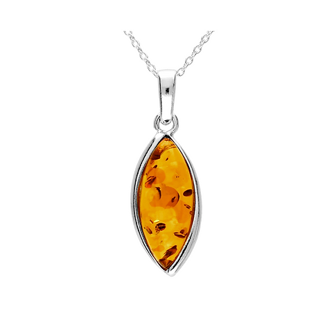 Amber Elongated Marquise Silver Necklace