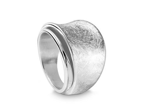 Silver Contrast Layers Ring