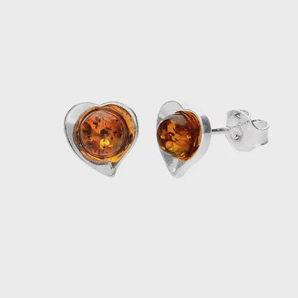 Amber stud sale earrings silver