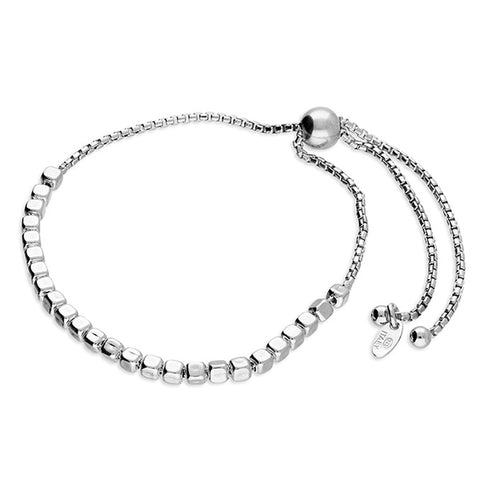 Sterling Silver Cube Bead Slider Bracelet