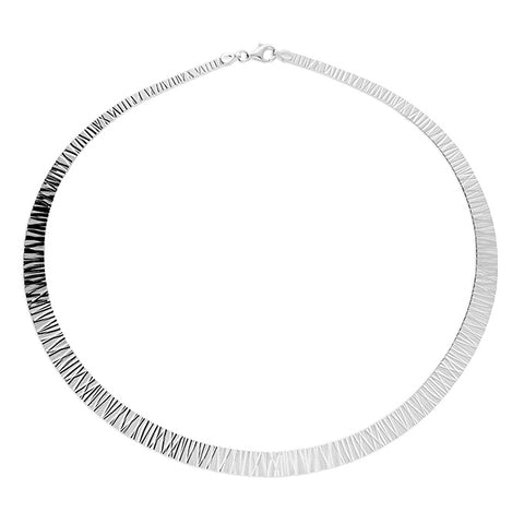 Sterling Silver Diamond cut flat strap necklace