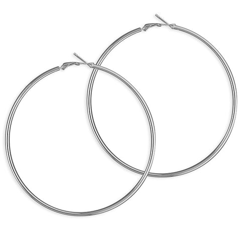 Sterling Silver Plain Hinged Hoops