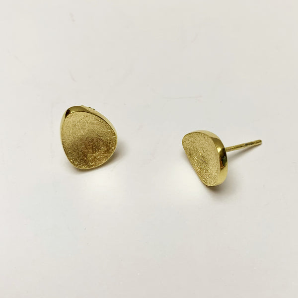 Brushed Gold Domed Organic Studs Earring