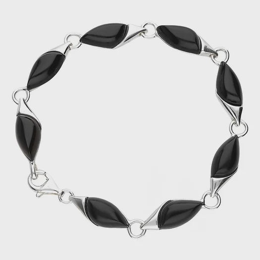 Onyx & Silver Large Marquise Bracelet