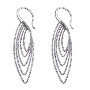 Sterling Silver Multi Pointed Ovals Drops