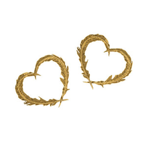 Alex Monroe Gold Delicate Feather Heart Stud Earrings - FSE6-GP