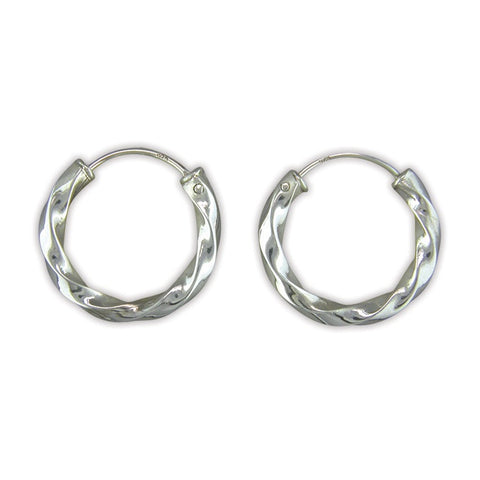 Sterling Silver Sleeper Twisted Tube Hoops