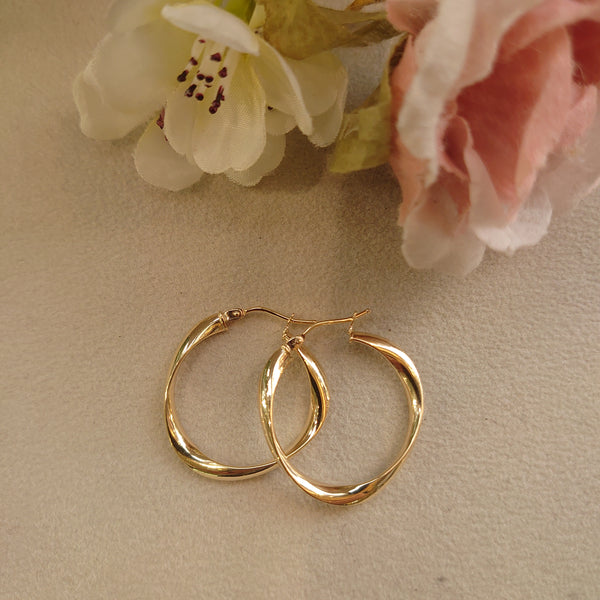 9ct Gold 20mm Twist Hoops