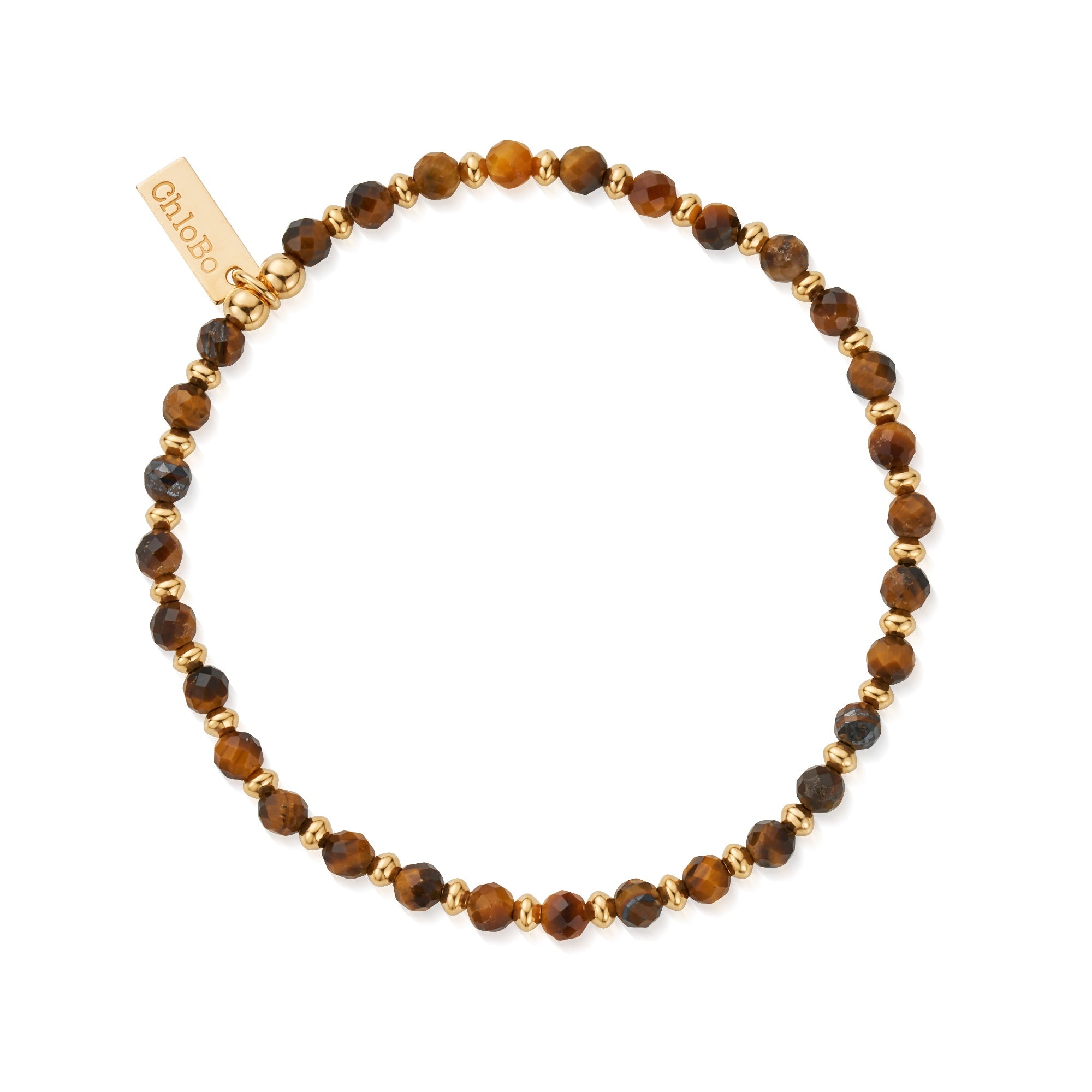 ChloBo Men's Gold Tiger Eye Mini Disc Bracelet