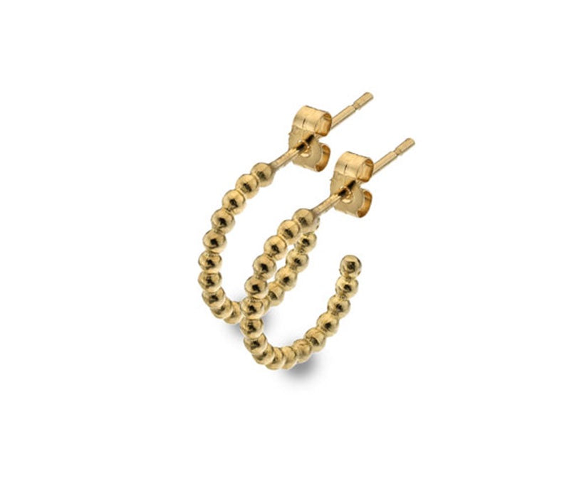 9ct Gold Small Beaded Hoop Earrings