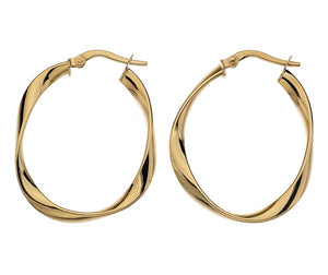 9ct Gold Oval Twist Hoops