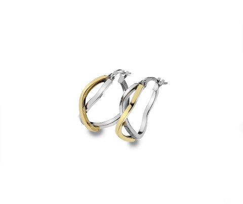 9ct Mixed Gold  Crossover Hoops