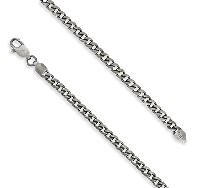 24inch Silver Flat Oxidised Curb Chain